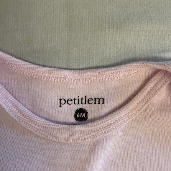 Petit Lem - Dark Gray Baby Pajamas with pink stars and matching onesie - Picture 5 of 5